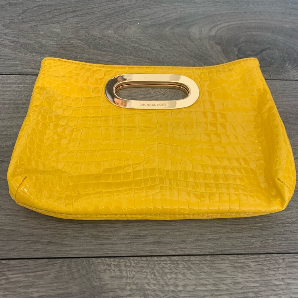 Michael Kors Yellow Snake Skin Clutch